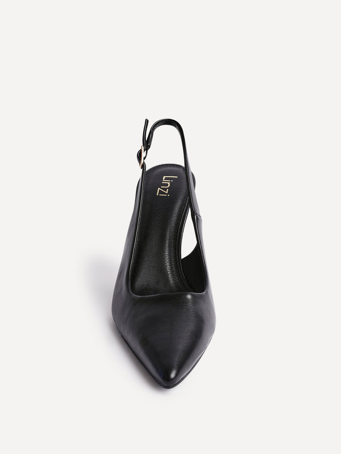 Una Black Lycra Sling Back Court Heels