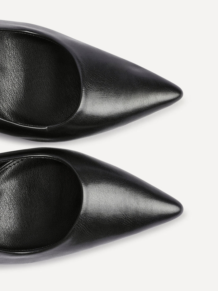 Una Black Lycra Sling Back Court Heels
