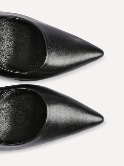 Una Black Lycra Sling Back Court Heels