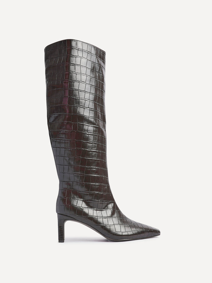 Uptown Brown Croc Long Boots