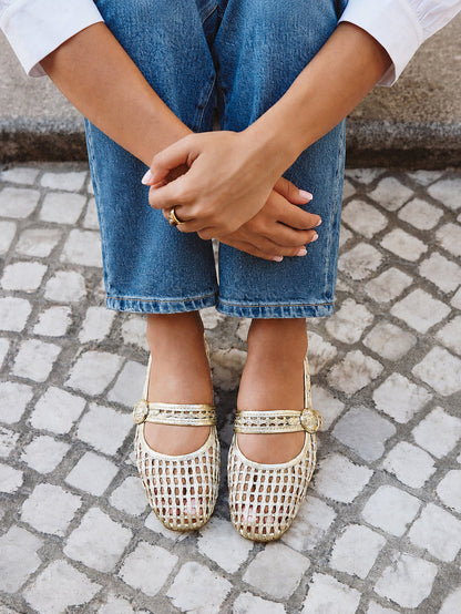 Venice Gold Mesh Mary Jane Pumps