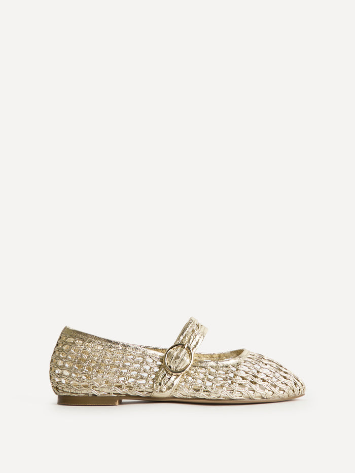 Venice Gold Mesh Mary Jane Pumps