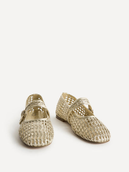 Venice Gold Mesh Mary Jane Pumps