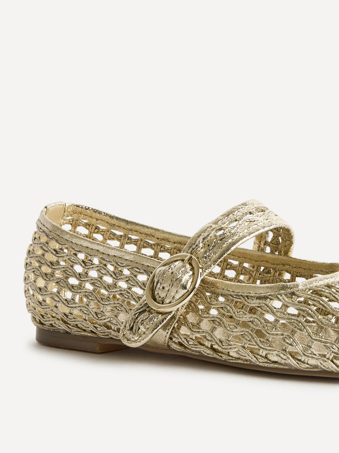 Venice Gold Mesh Mary Jane Pumps
