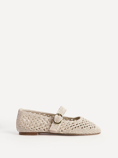 Verona Beige Handwoven Mary Jane Pumps