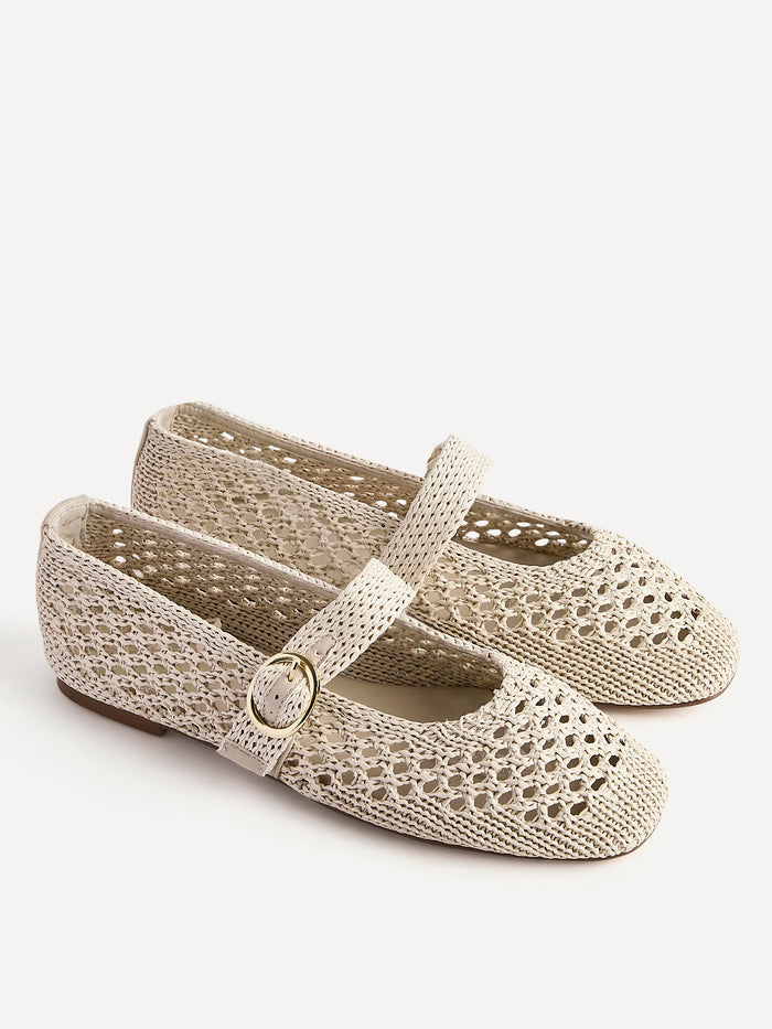 Verona Beige Handwoven Mary Jane Pumps