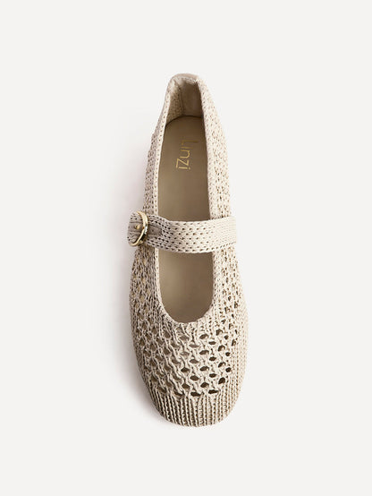 Verona Beige Handwoven Mary Jane Pumps