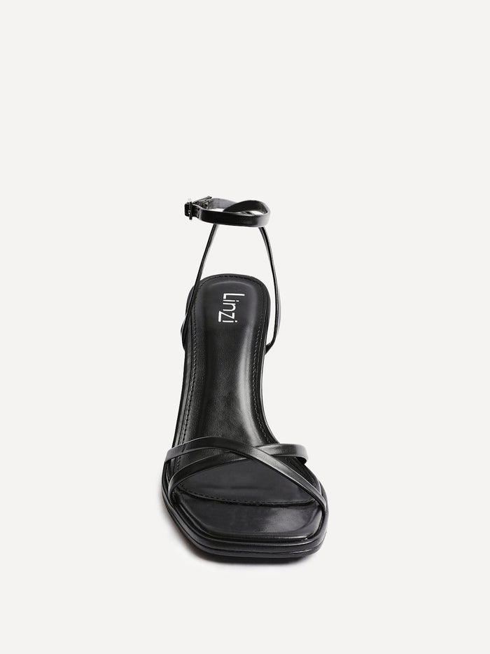 Verve Black Faux Leather Crossover Stiletto Heel