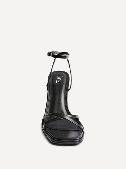 Verve Black Faux Leather Crossover Stiletto Heel