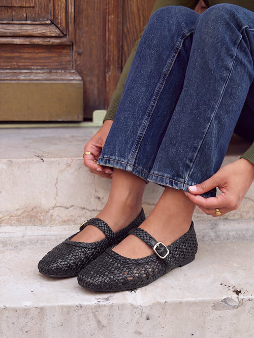 Vienna Black Mary Jane Flats