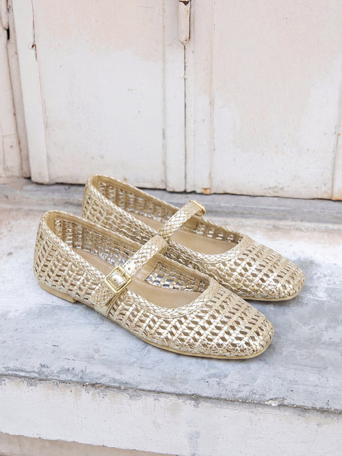 Vienna Gold Mary Jane Flats