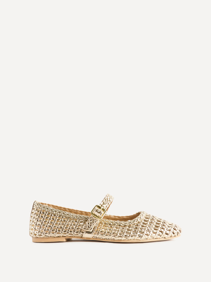 Vienna Gold Mary Jane Flats