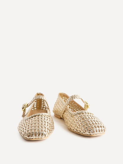 Vienna Gold Mary Jane Flats