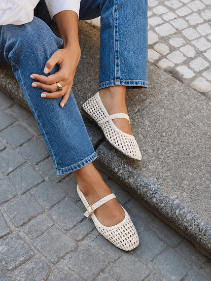 Vienna Ivory Mary Jane Flats