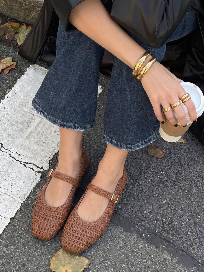 Vienna Tan Mary Jane Flats