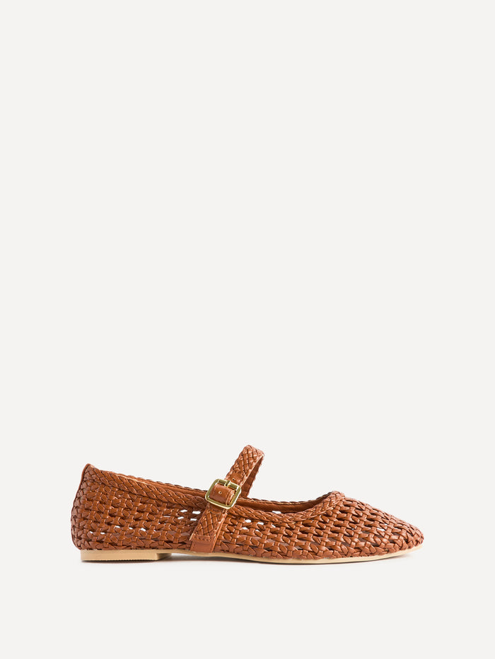 Vienna Tan Mary Jane Flats