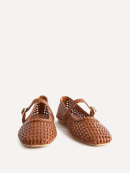 Vienna Tan Mary Jane Flats