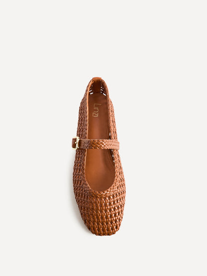 Vienna Tan Mary Jane Flats