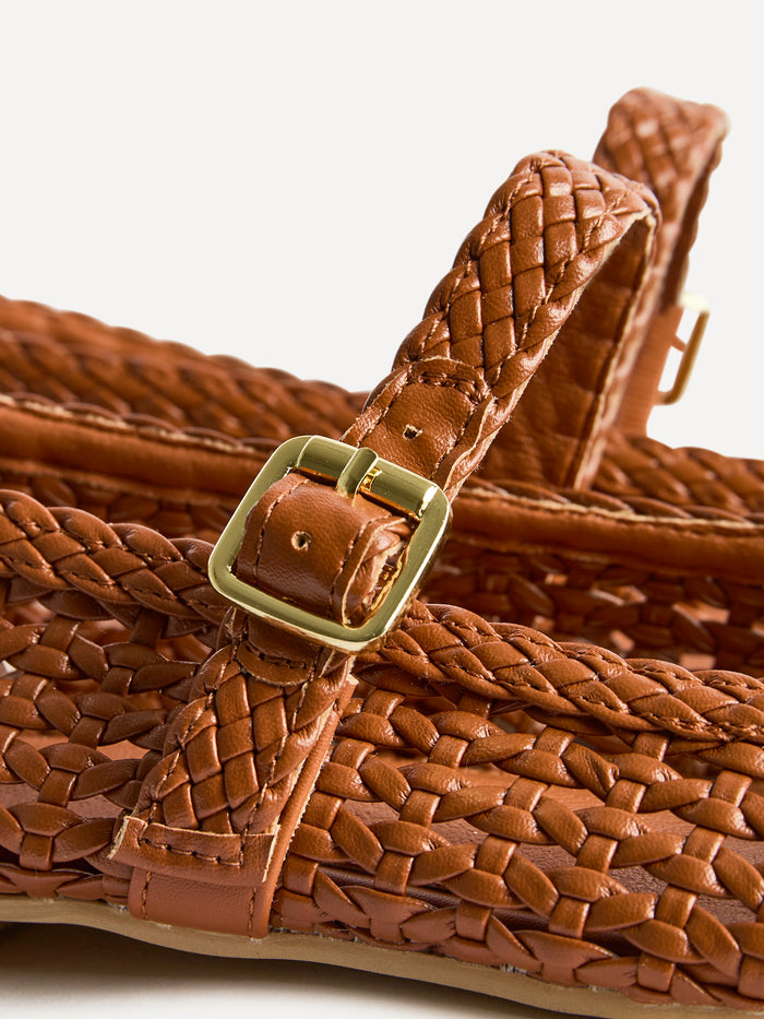 Vienna Tan Mary Jane Flats