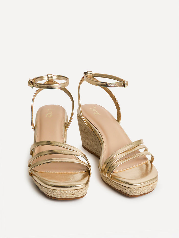 Virtue Gold Faux Leather Espadrille Wedge