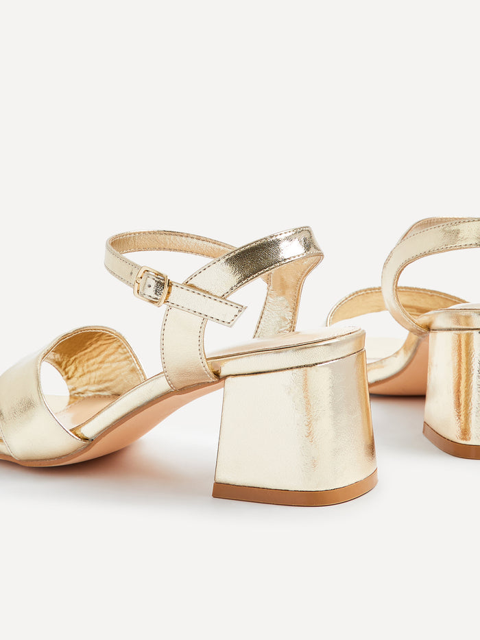 Vivian Wide Fit Gold Block Heel Sandals