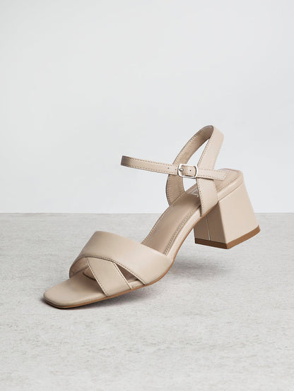 Vivian Wide Fit Nude Block Heel Sandals