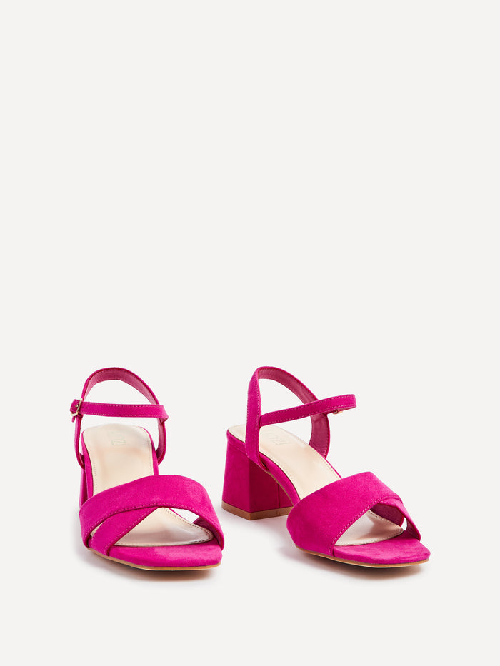Vivian Wide Fit Pink Block Heel Sandals