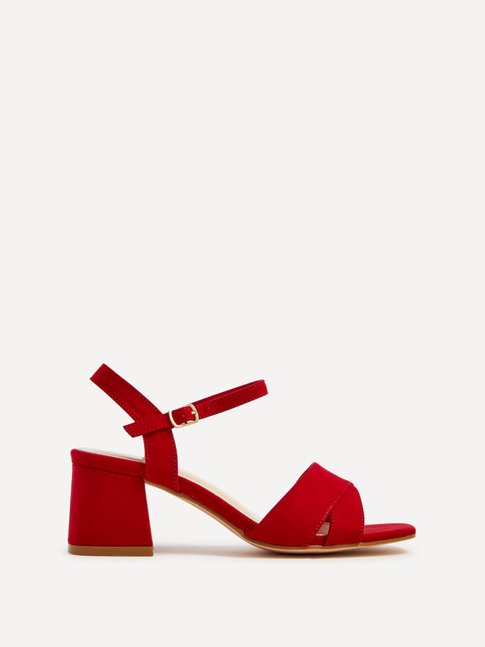 Vivian Wide Fit Red Block Heel Sandals
