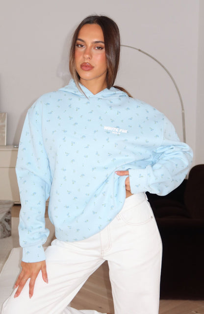 Offstage Printed Oversized Hoodie Blue Ditsy