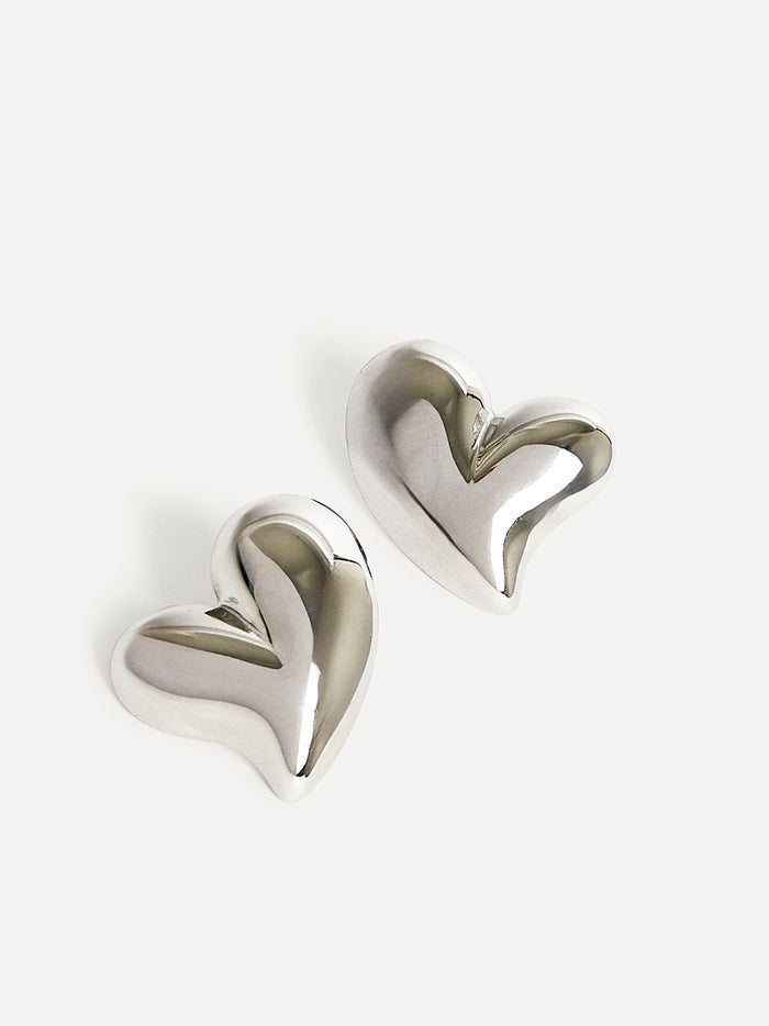 Wish Silver Wave Heart Stud Earrings