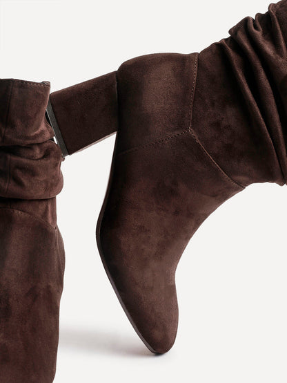 Zayda Wide Fit Brown Heeled Ankle Boots