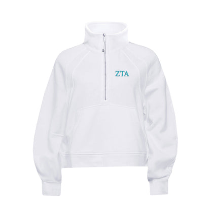 Zeta Tau Alpha lululemon Scuba Oversized FUNNEL-Neck Half Zip - White