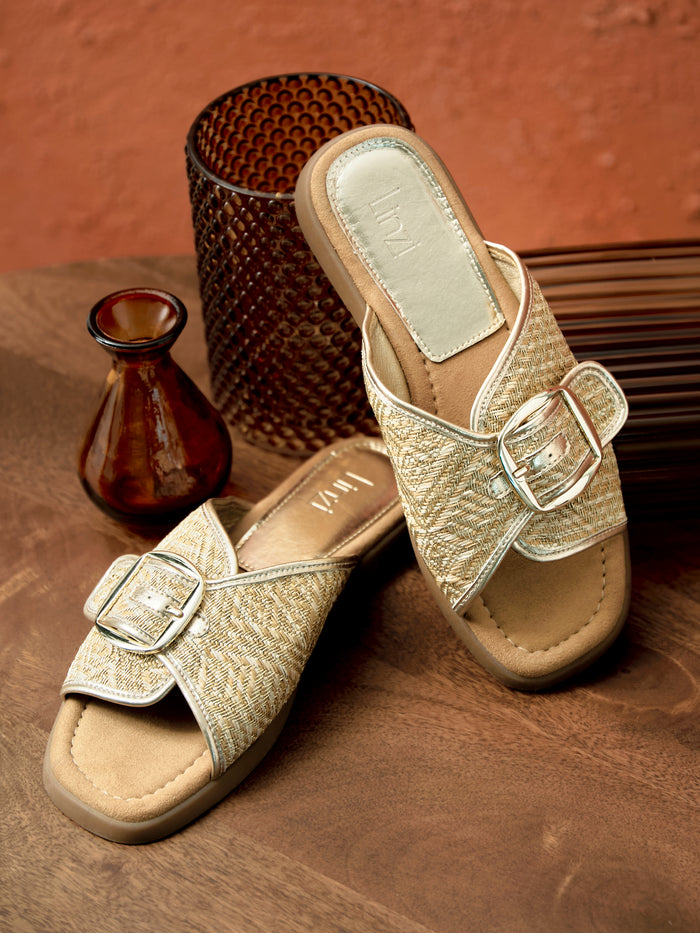 Zuma Gold Buckle Strap Sliders